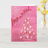 Carte de vœux de Noël en arbre de couleur rose chr (Fleur jaune)