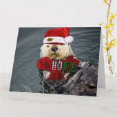 Carte de voeux de Noël en Otter de mer (Fleur jaune)