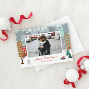 Carte de vœux de Noël en ville
