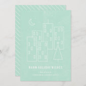 Carte de vœux de Noël en ville - Menthe (Devant / Derrière)