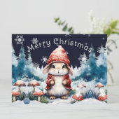Carte de vœux de Noël fantaisiste avec un lapin (Debout devant)