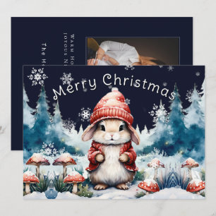Carte de vœux de Noël fantaisiste avec un lapin