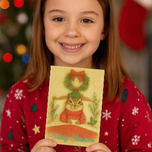 Carte de vœux de Noël fantaisiste avec un tamia