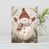 Carte de voeux de Noël Festif Snowman (Debout devant)