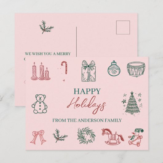 Carte de vœux de Noël festive (Devant / Derrière)