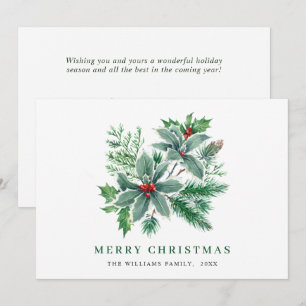 Carte de vœux de Noël festive aquarelle baie de ho