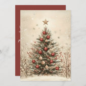 Carte de voeux de Noël Festive Arbre de Noël (Devant / Derrière)