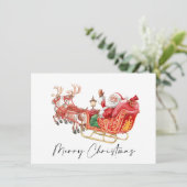 Carte de vœux de Noël festive avec traîneau du Pèr (Debout devant)