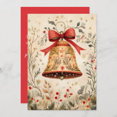 Carte de voeux de Noël Festive Bell de Noël (Devant / Derrière)