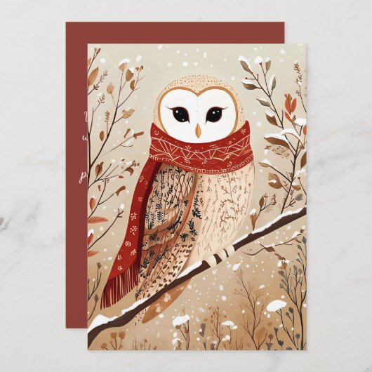 Carte de voeux de Noël festive Chouette de Noël (Devant / Derrière)