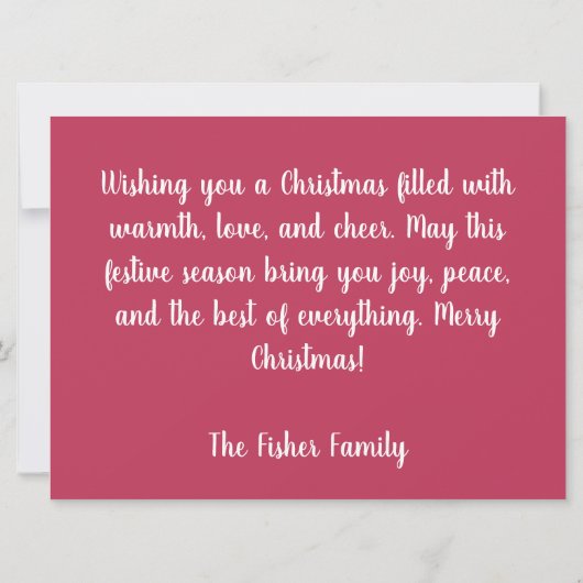 Carte de voeux de Noël Festive et élégante (Dos)