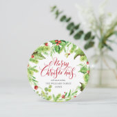 Carte de vœux de Noël festive houx baie gui (Debout devant)