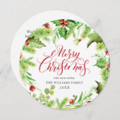 Carte de vœux de Noël festive houx baie gui (Devant / Derrière)