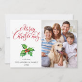 Carte de vœux de Noël festive houx baie gui (Devant)