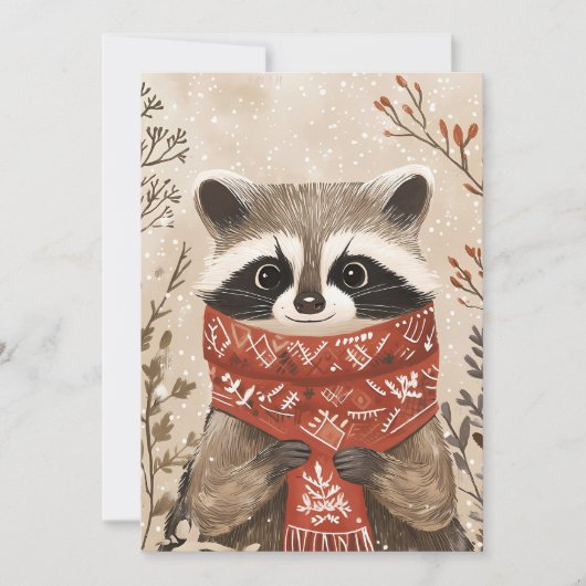 Carte de voeux de Noël festive Racoon (Devant)