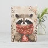 Carte de voeux de Noël festive Racoon (Debout devant)