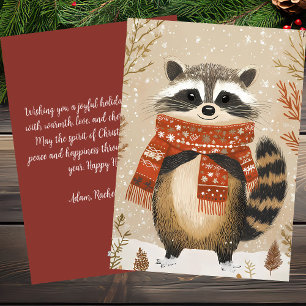 Carte de voeux de Noël festive Racoon