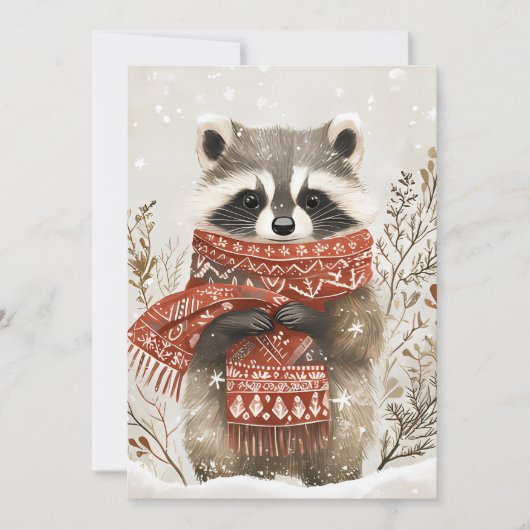 Carte de voeux de Noël festive Racoon (Devant)