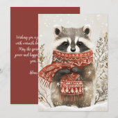Carte de voeux de Noël festive Racoon (Devant / Derrière)