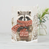 Carte de voeux de Noël festive Racoon (Debout devant)