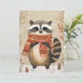 Carte de voeux de Noël festive Racoon (Debout devant)