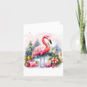 Carte de vœux de Noël Flamant rose personnalisée