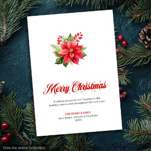Carte de vœux de Noël Fleurs éditable Classique