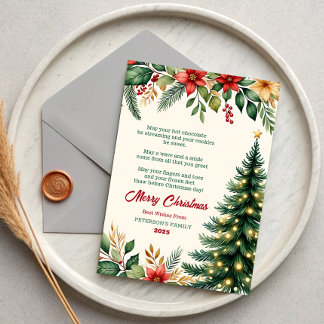 Carte de vœux de Noël florale aquarelle