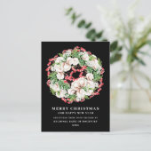 Carte de vœux de Noël florale blanche et baie roug (Debout devant)