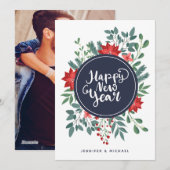 Carte de vœux de Noël florale | Photo (Devant / Derrière)