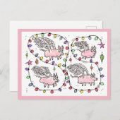 Carte de vœux de Noël "Flying Future Bacon" (Devant / Derrière)