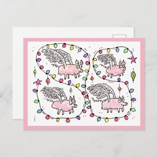 Carte de vœux de Noël "Flying Future Bacon" (Devant / Derrière)