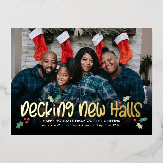 Carte de vœux de Noël FOIL Joyeux Aménagement (Recto)