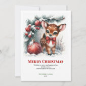 Carte de vœux de Noël Forêt enneigée Faon Tranquil (Devant)