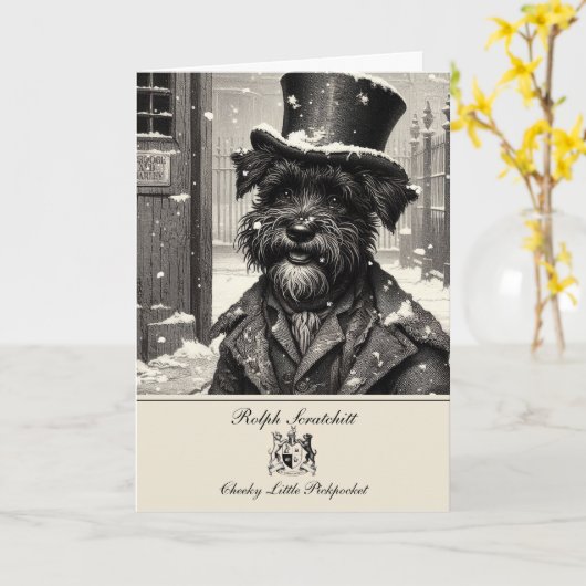 Carte de vœux de Noël Funny Schnauzer Dickens (Fleur jaune)