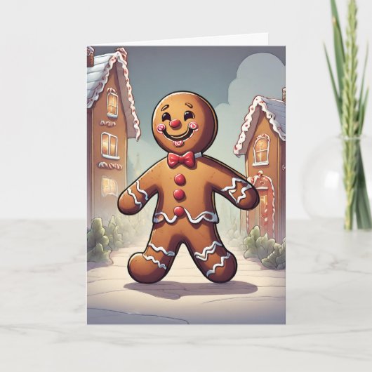 Carte de vœux de Noël Gingerbread Man Retro Concep (Devant)
