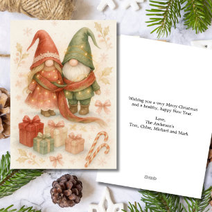 Carte de vœux de Noël Gnome Rouge Vert
