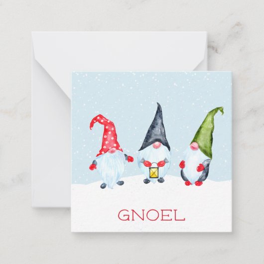 Carte de vœux de Noël Gnomes Gnoel (Devant)