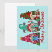 Carte de voeux de Noël Gnomes Trio (Devant / Derrière)