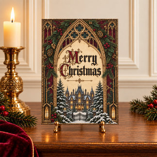 Carte de vœux de Noël gothique victorienne