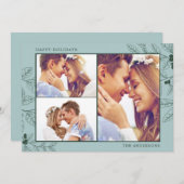 Carte de voeux de Noël Green Three Photo (Devant / Derrière)