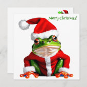 Carte de vœux de Noël grenouille joyeuse (Devant / Derrière)