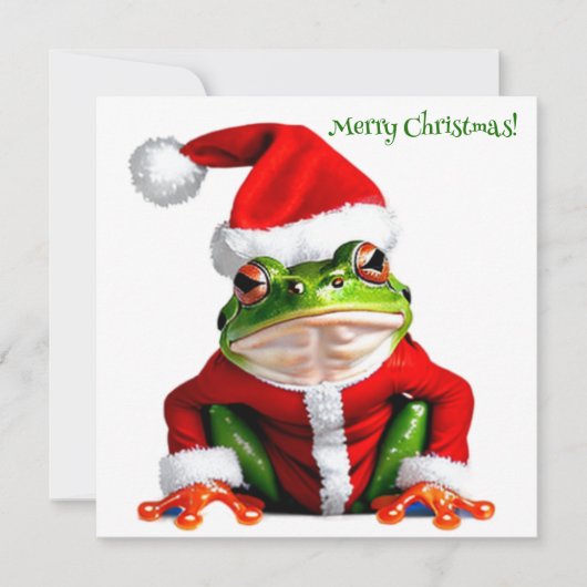 Carte de vœux de Noël grenouille rigolo (Devant)