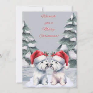 Carte de voeux de Noël hiver Westie