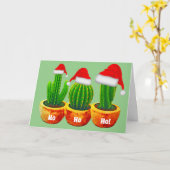 Carte de voeux de Noël Ho Ho Three Cactus (Fleur jaune)