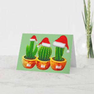 Carte de voeux de Noël Ho Ho Three Cactus