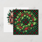 Carte de voeux de Noël Holly Wreath (Devant / Derrière)