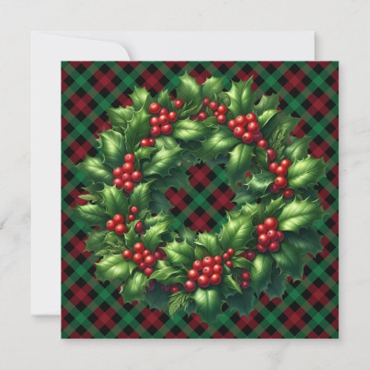 Carte de voeux de Noël Holly Wreath (Devant)