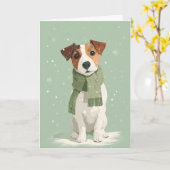 Carte de vœux de Noël Jack Russell (Fleur jaune)