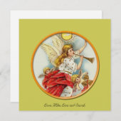 Carte de voeux de Noël jaune photo. (Devant / Derrière)